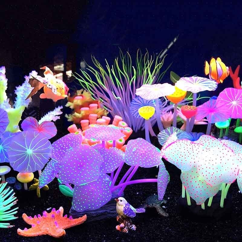 Aquarium Plant Live - Leuchtende Silikon-Korallen und Sonnenblumen für Aquarien